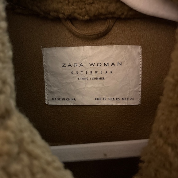 ZARA Woman Teddy Moto Jacket – Size S – Camel - Picture 2 of 4